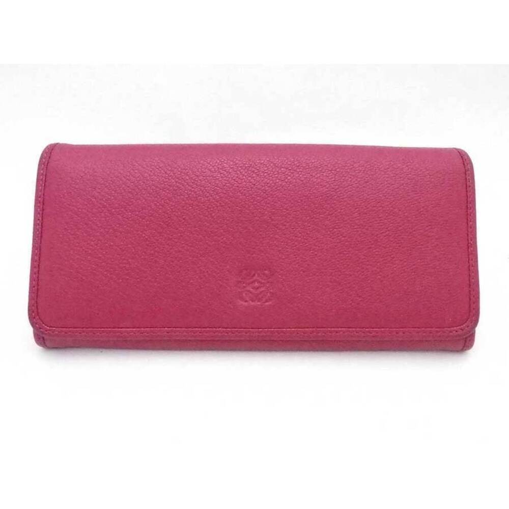 Loewe Bi fold Long Wallet Anagram Leather Magenta Silver